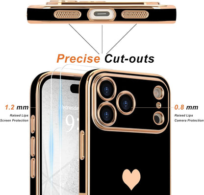 for Iphone 17 Pro Max Case with Screen Protector [2 Pack] Girl Women Cute Girly
