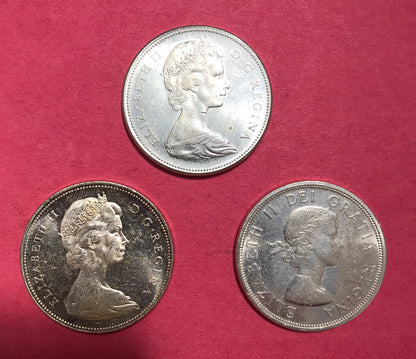 1964 1966 1967 Canada UK Queen Silver Goose Voyageur Charlottetown 3 Coins Set