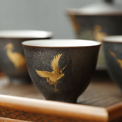 Tea Cup Chinese Tea Cup Crane Relief Creative Kungfu Tea Cup Master Cup Of Tea