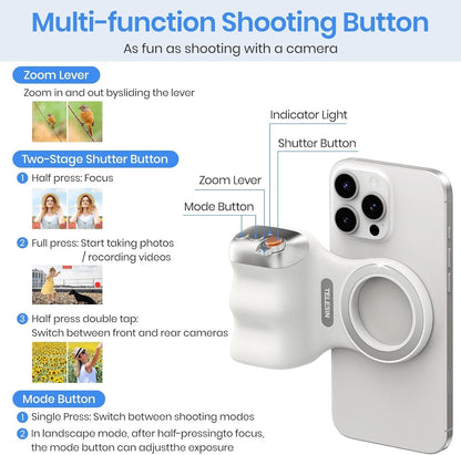 Telesin Magnetic Phone Camera Shoot Hand Grip Phone Holder w/ BT Remote Control