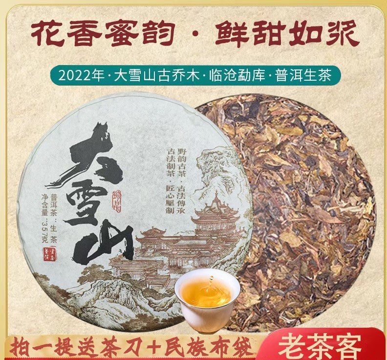 2022 Da Xue Shan (Big Snow Mountain) Raw Pu-erh Tea Cake.Golden Leaf 357g