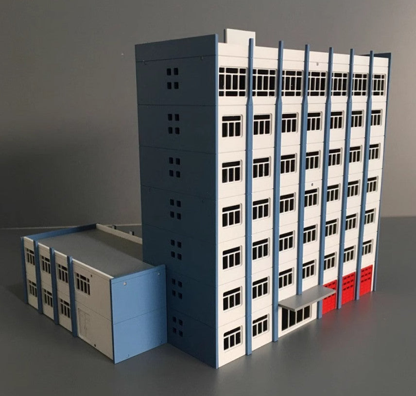 1/150 1/87 Scale Buildings Train Railway Modern Hospital Blue White Model House