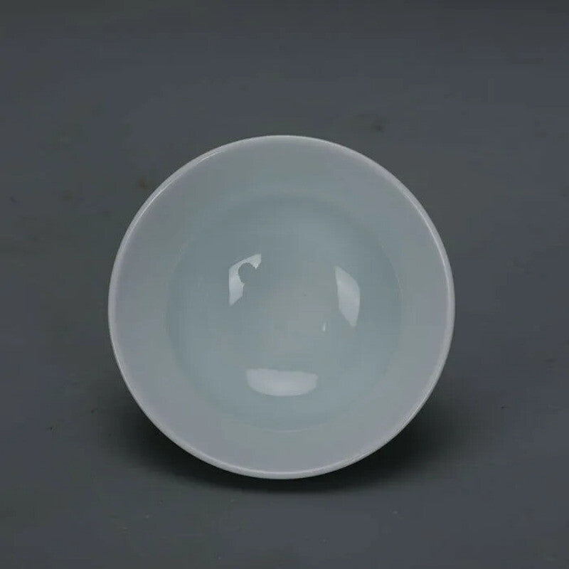 3.2" Chinese Jingdezhen Army Green Glaze Porcelain Gongfu Teacup Cup