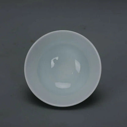 3.2" Chinese Jingdezhen Army Green Glaze Porcelain Gongfu Teacup Cup