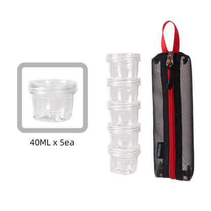 Camping Travel Spice Container Bag W/ 5 Clear Seasoning Bottles Spice Holder Set