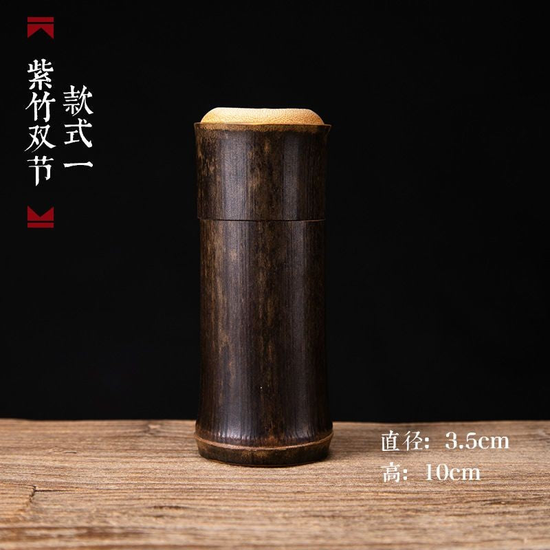 Handmade Natural Purple Bamboo Tea Caddy Portable Sealed Mini Tea Canister