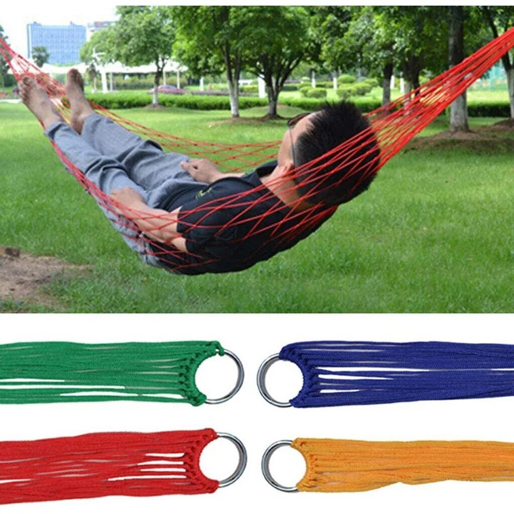 Camping Hammock Nylon Mesh Rope Strap Belt Comfortable Hanging Outdoor Furniture