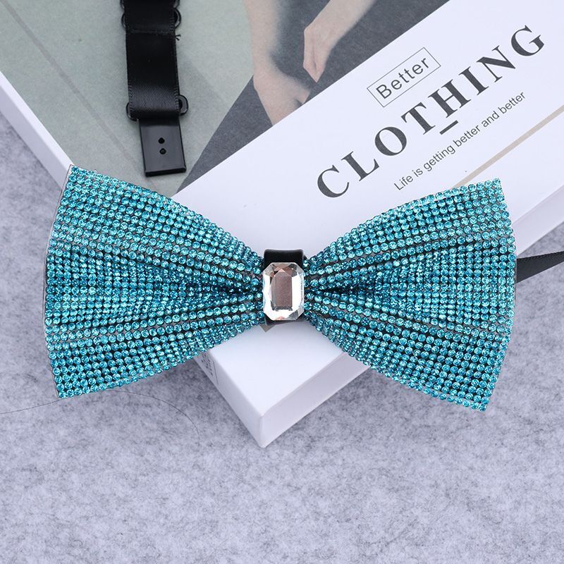 Men Rhinestone Bow Tie Shining Crystal Collar Bowtie Luxury Wedding Banquet Knot