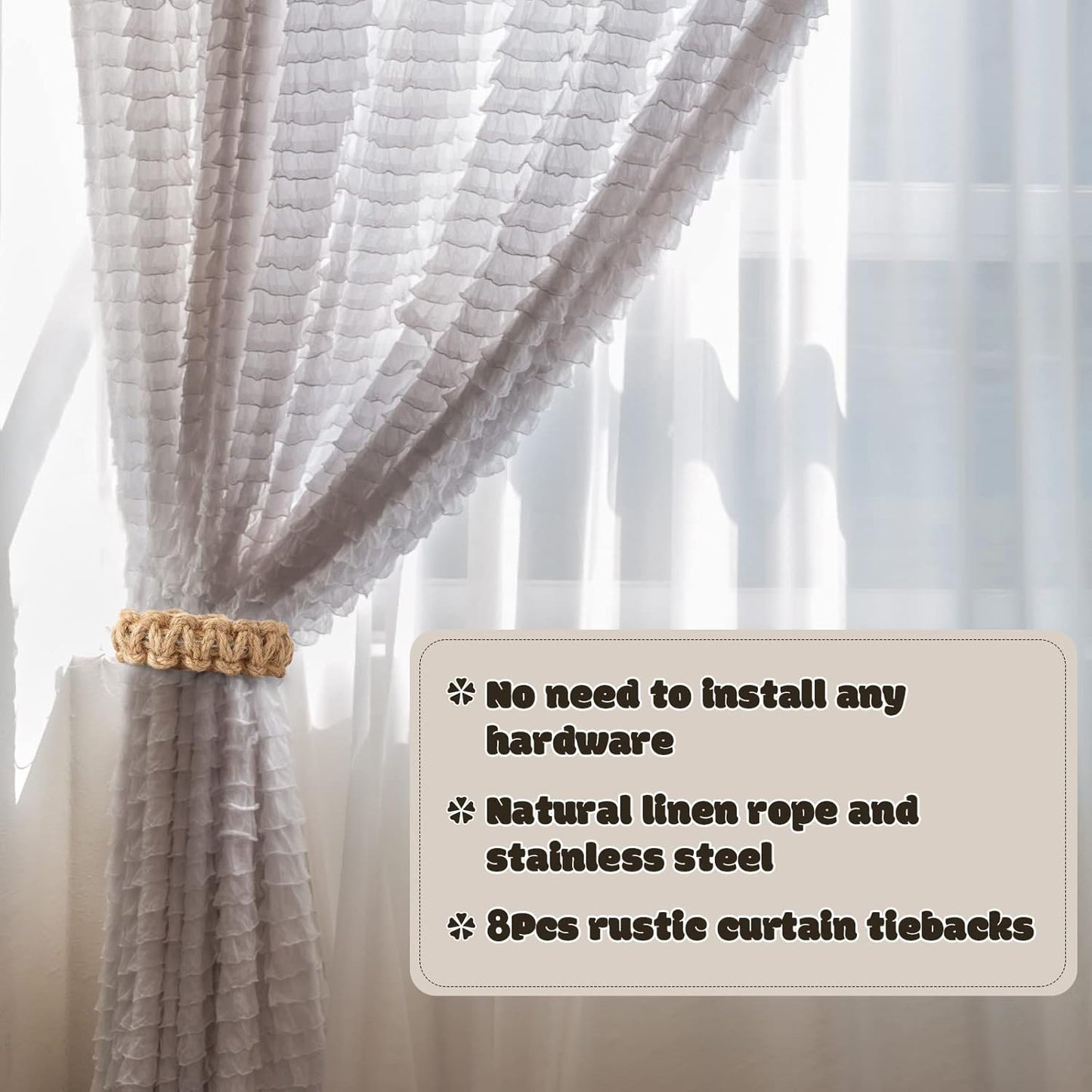 4X Twist Curtain Buckles Jute Braided Curtain Tie Rope Tieback Holder Clips US