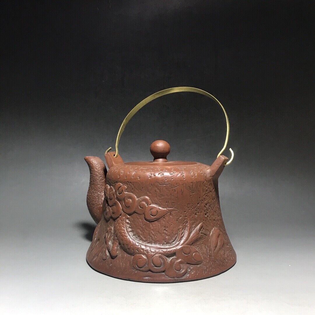 vintage chinese yixing purple clay teapot zisha ceremony carving Collectible art