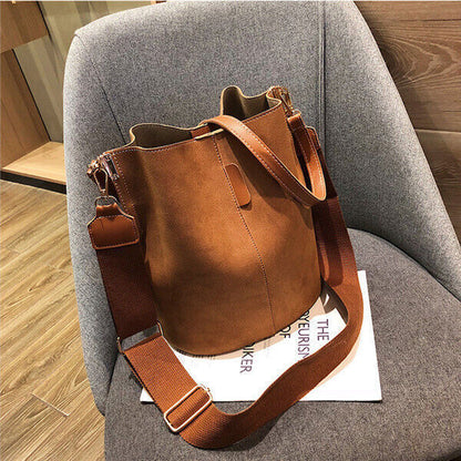 Ladies Bucket PU Shoulder Bag Single Shoulder Broadband Female Handbag
