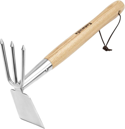 Versatile Hoe and Cultivator Garden Tool Wooden Handle Double Sided Digging