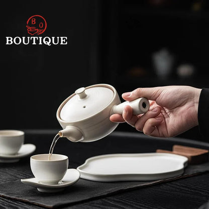 200ml Creative White Porcelain Side Handle Tea Pot Household Kung Fu Tea Set