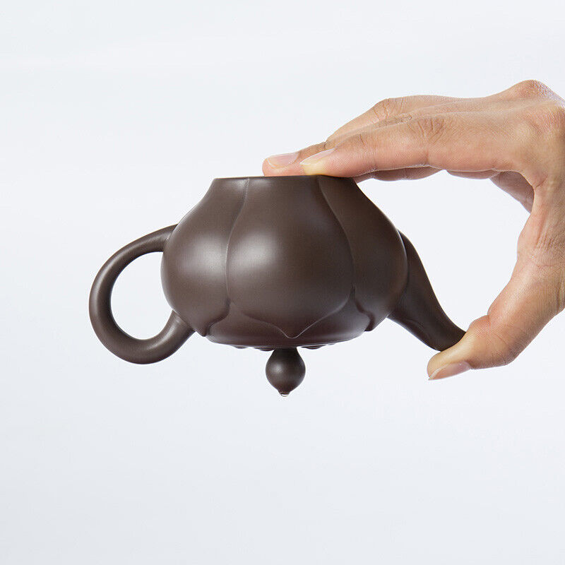 Real Yixing Zisha Tea Pot Lotus Design Purple Grit Pot Of Tea China Pot 200ml