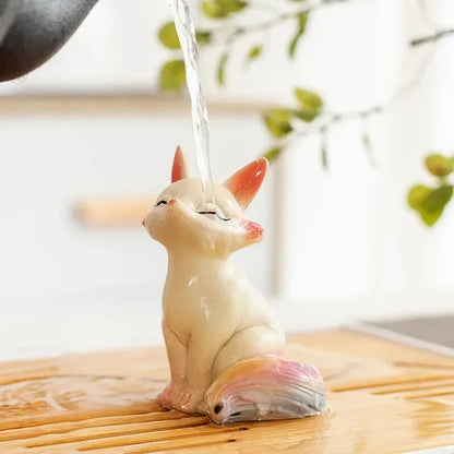 Color-changing Fox Tea Pet Resin Tea Play Teaware Set Chinese Tea Ceremony