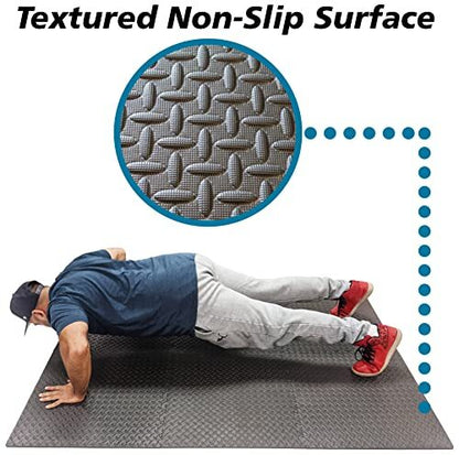 48 Sq Ft/12 Interlocking Foam Tiles ½" Thick Exercise Mat - Soft & Comfortable