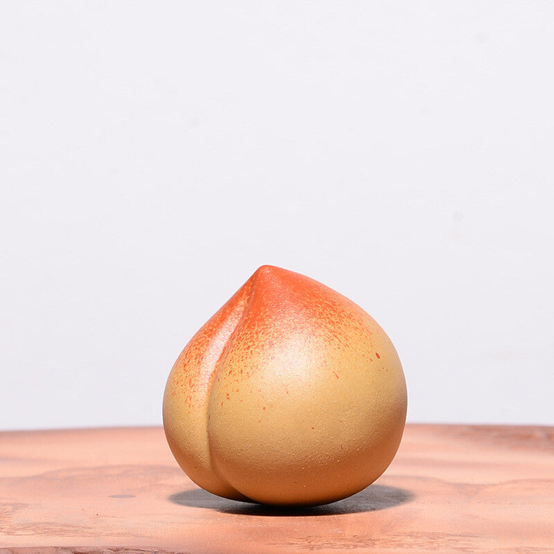 Peach Statue Creative Tea Pet Yixing Zisha Purple Clay Table Decoration Small