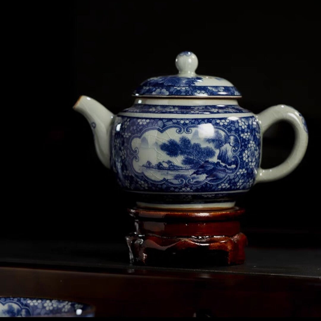 Jingdezhen Ceramic Tea Set Retro Landscape Qianli Jiangshan Teapot 260ml