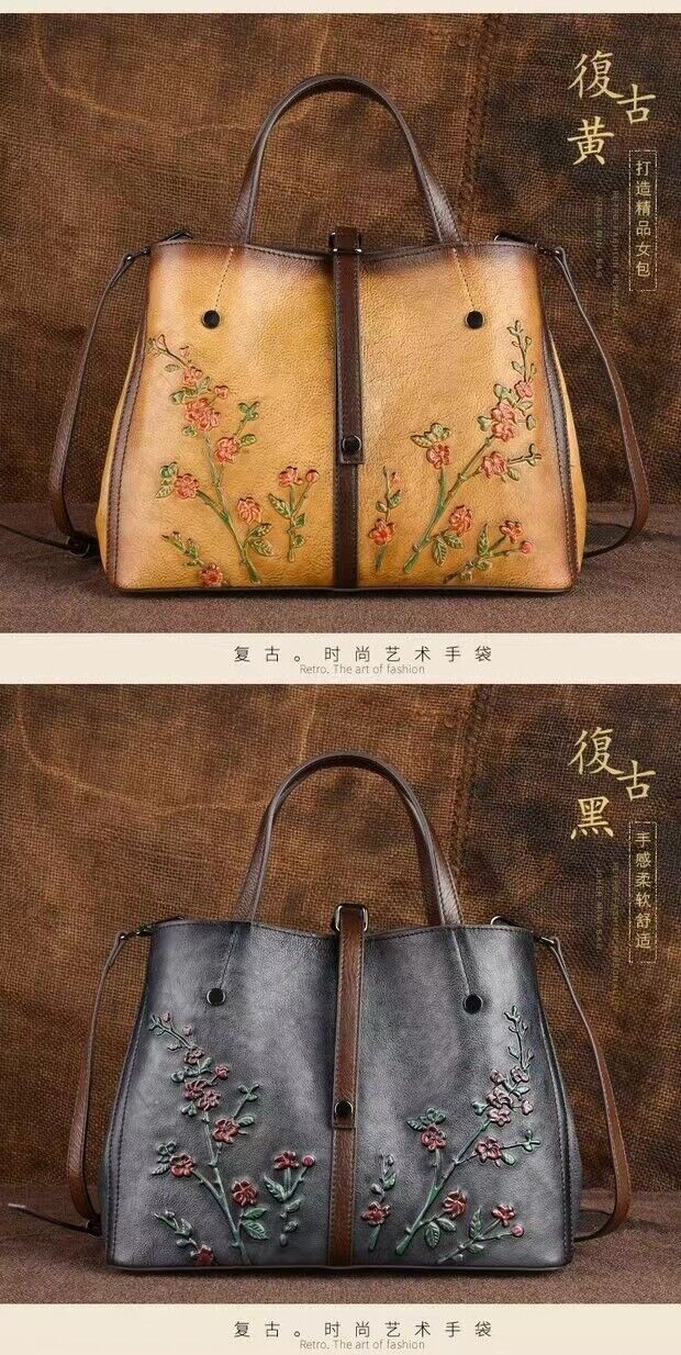 Fashionista Beautiful Flowers Expandable Leather Shoulder Tote Bag