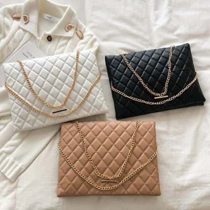 Shoulder Bag Fashion Plaid Leather Crossbody Bags Large Envelope Handbag Purses