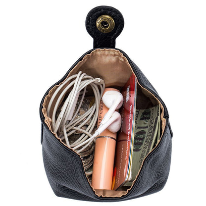 Real Leather Cosmetic Bag Cute Makeup Pouch Travel Small Organizer 8.5*8.5*3 CM