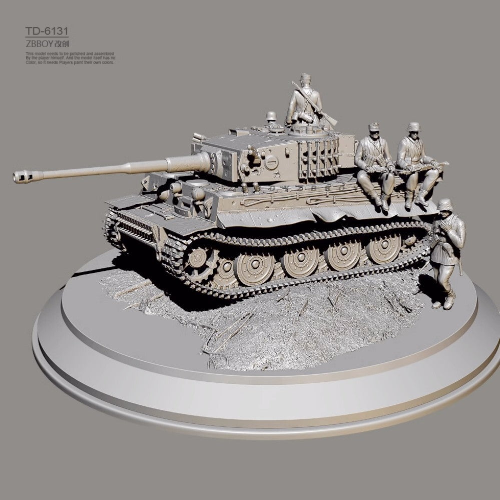 1/48 resin figure model Kit 3D printing of WW II tanks and soldiers Unassembled