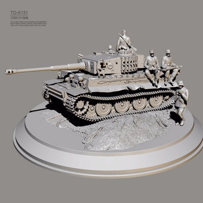 1/48 resin figure model Kit 3D printing of WW II tanks and soldiers Unassembled