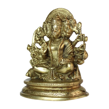 Brass Hindu God Panchmukhi Shri Hanuman Ji Statue Figurine Idol Sculpture