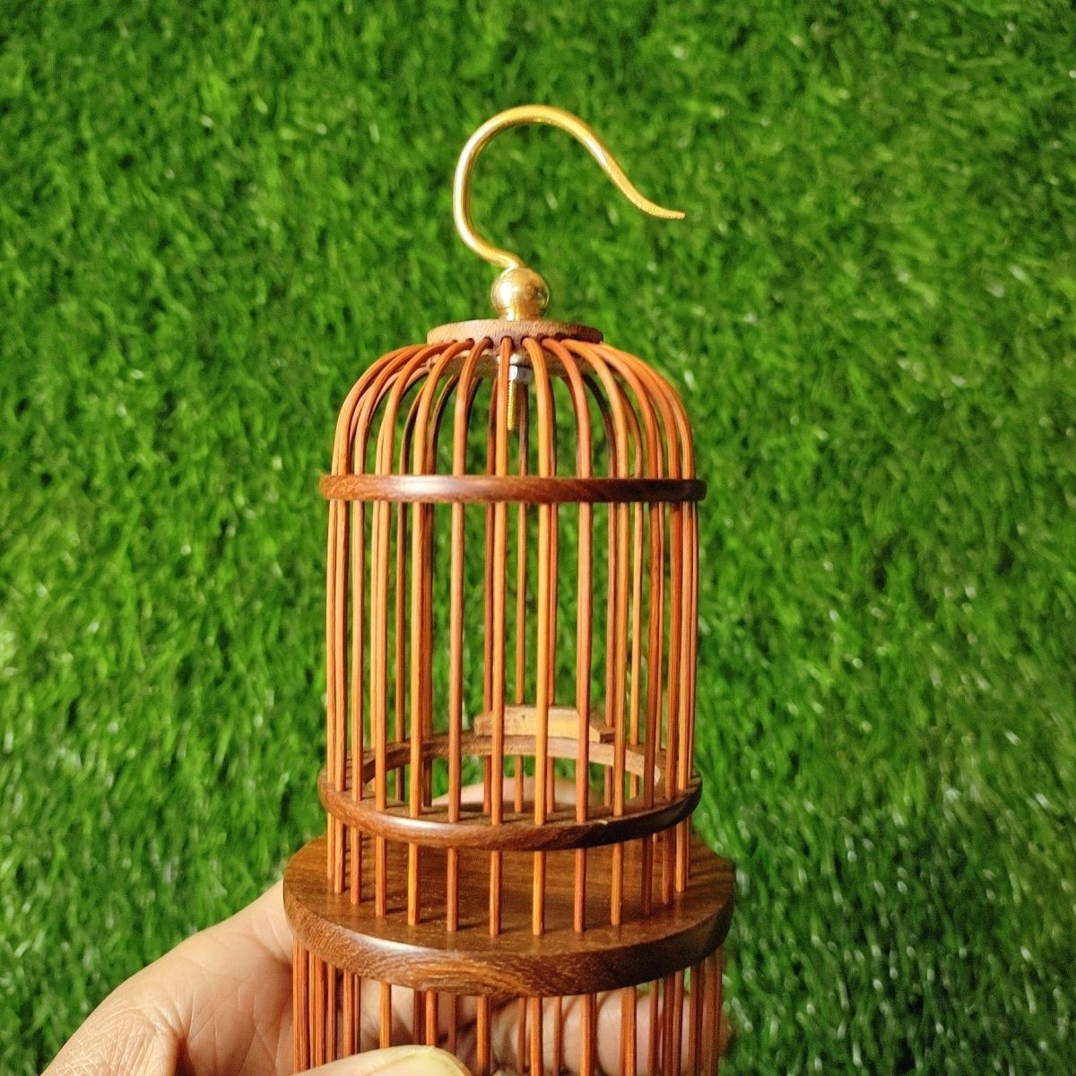 Handmade Double Layer Bamboo Cricket Cage Katydid Insect Pet Cage Decor 19.5cm