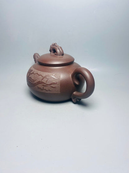 Chinese Yixing Zisha Clay Handmade Exquisite Teapot （龙凤呈祥 底款：储亚强）