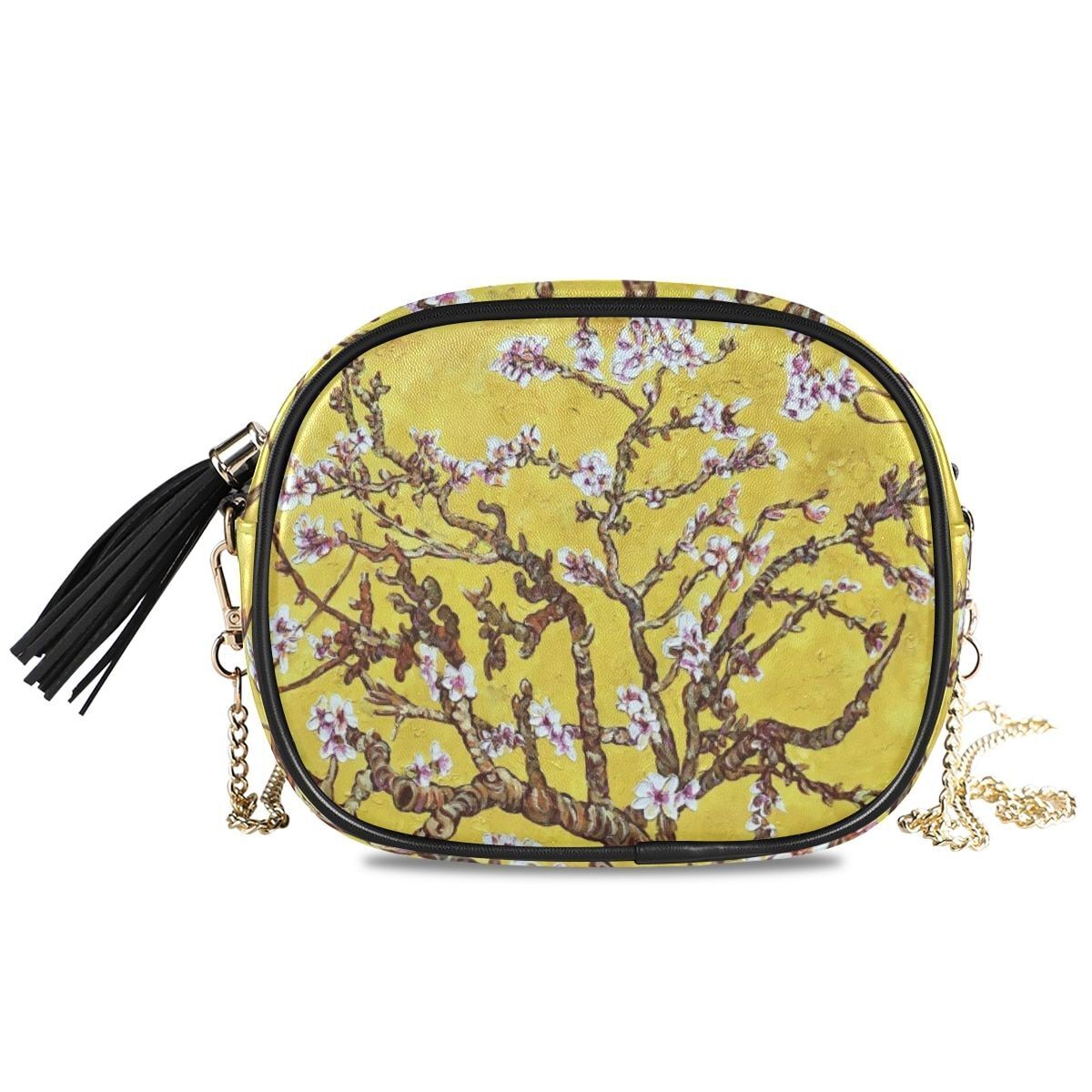 Small Shoulder Bag Retro Synthetic Leather Oil Painting Handbag Purse Crossbody