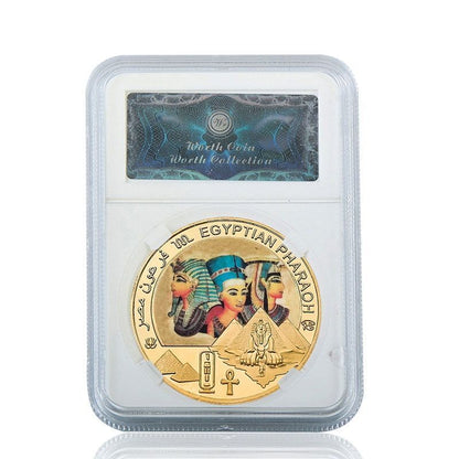 Commemorative Challenge Coins Egyptian Pharaoh Gold Plated Craft Souvenir 1.57in