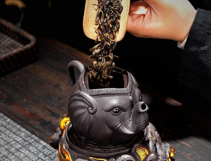 Yixing Zisha Purple Clay Teapot Handmade Elephant Tea Pot Exquisite Collection