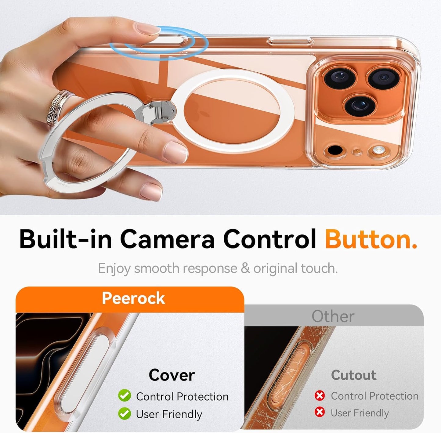 For Iphone 17 Pro Case: with 360° Spin Magnetic Stand, Camera Control Button, Fi