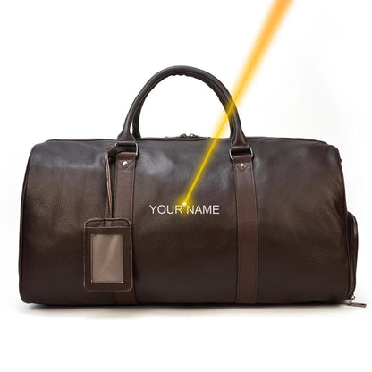 Genuine Leather Travel Bag Men Women Cowhide Casual Travel Weekend Shoulder Bag