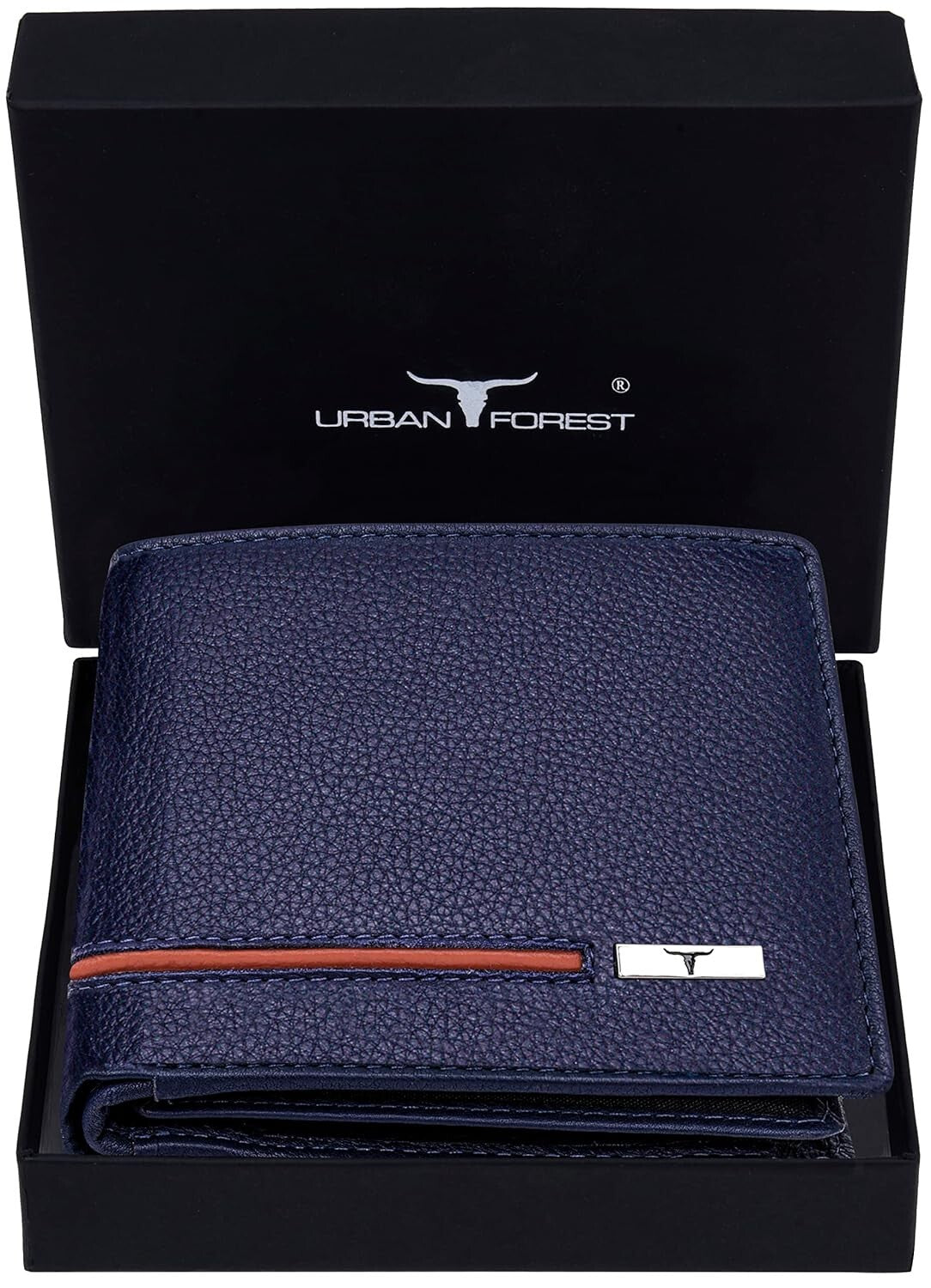 New Blue/Orange Bi-Fold Leather Men's Wallet RFID Protection Gift Item