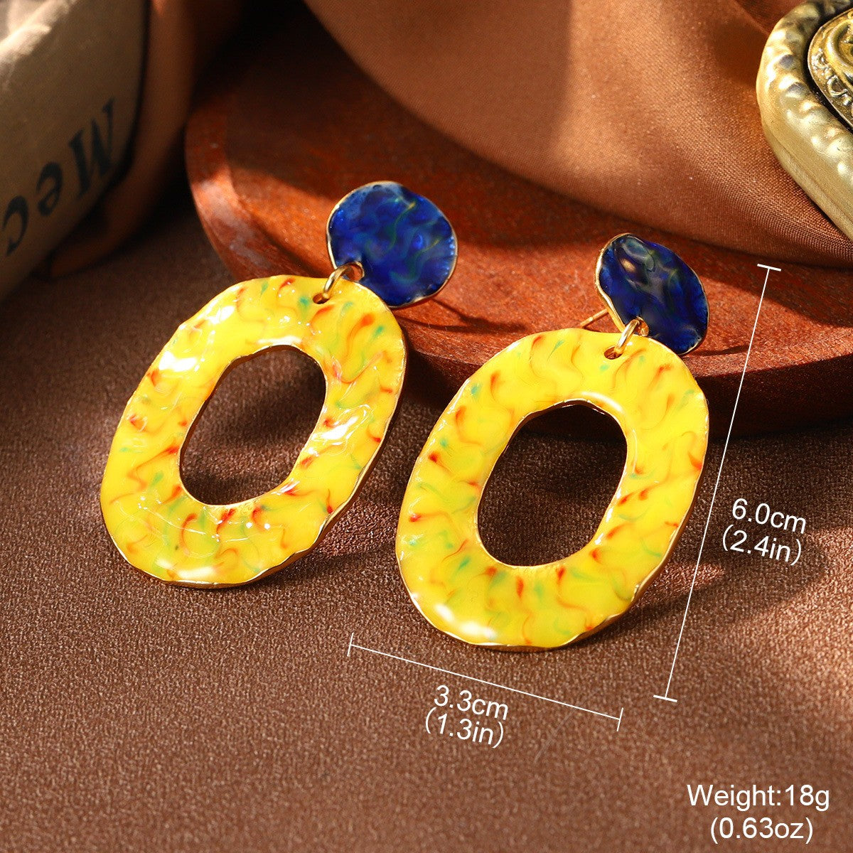 Enamel Colored Van Gogh Serie Oil Painting Personalized Design Classical Earring