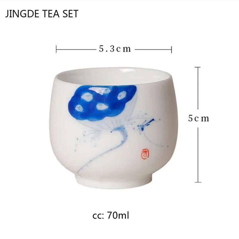 Ceramic Hand-painted Small Tea Cup Master Cup Chinese Tea Set Single Cup White