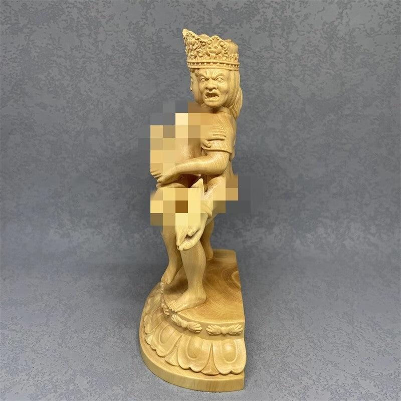 6" New Boxwood Tantra Buddhism Home Hevajra Yab-Yum Happy Love Buddha Statue