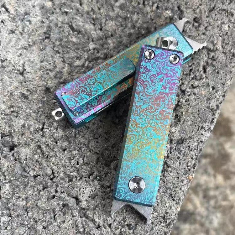 Titanium Pocket Small Knife Key Chain Pendants Folding Knife Bottle Opener Gift