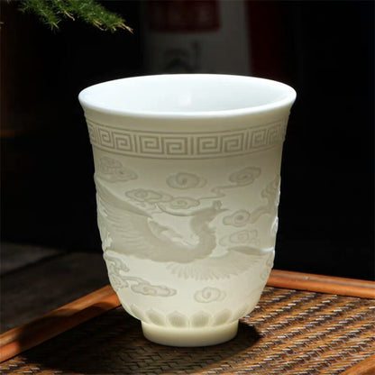 Ceramic Dragon Phoenix Teacup Zen Jade Porcelain Water Mug Creative Tea Cup
