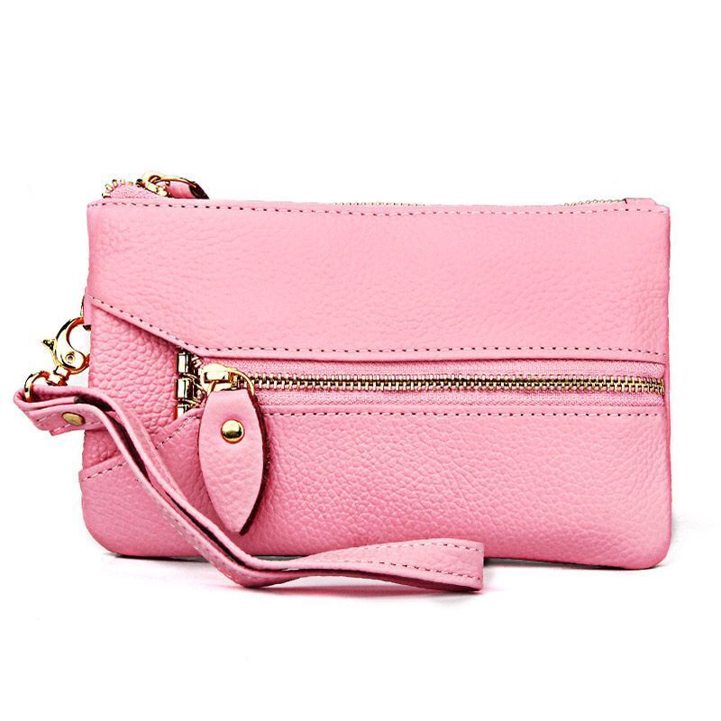 Casual Clutch Bag Genuine Cow Leather Zero Wallet Ladies Coin Purse Pocket Soft