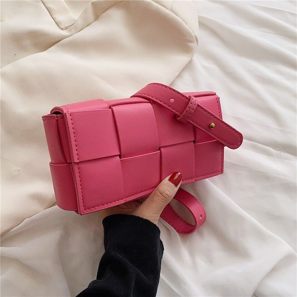 Weave Leather Mini Wallet Luxury Shoulder Bag Fanny Pack Purse Handbag 20*10*5CM