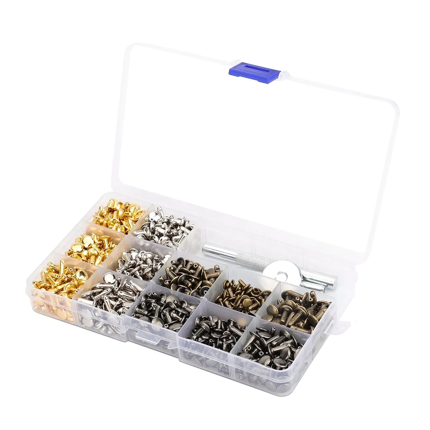 240 Pcs Leather Rivets Double Cap Rivet Tubular Metal Studs Setting Tool Kit DIY