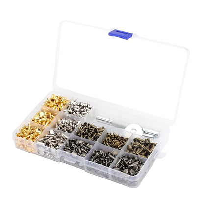 240 Pcs Leather Rivets Double Cap Rivet Tubular Metal Studs Setting Tool Kit DIY