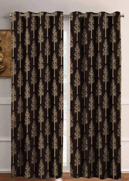 New 2 Pieces Printed Window Curtain Set 5 Feet Brown
