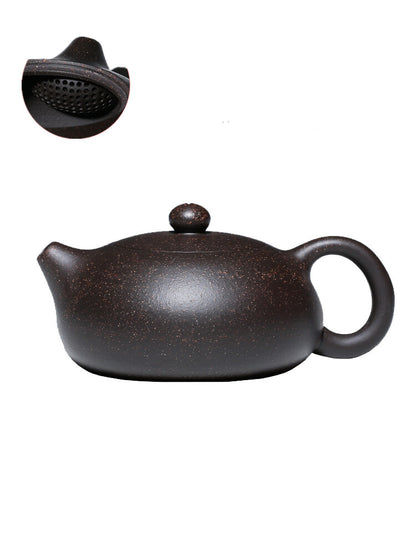 Marked Xishi Tea Pot Real Yixing Zisha Black Galaxy Clay Pot Handmade Ball Holes