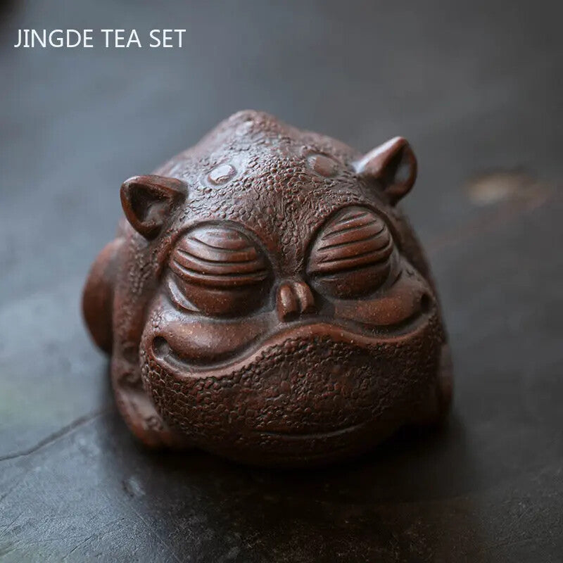 Yixing Raw Ore Purple Sand Tea Pet Three Foot Golden Toad Chinese Tea Accessorie