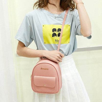 Mini Backpack Women PU Leather Shoulder Bag Girls Multi-Function Small Bagpack