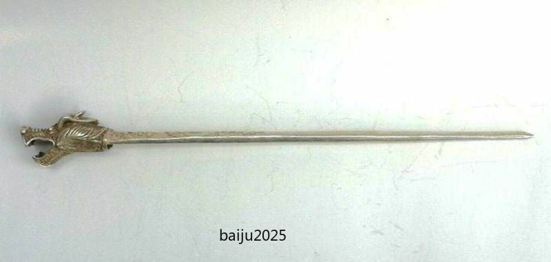 Collection Old Chinese Tibet Silver Hand-Made Dragon Hairpin Hair Decoration